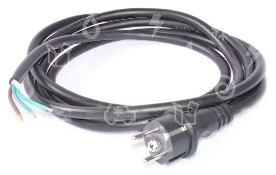 flexošňůra přívodní, pryžová, L = 3 m, 3x1,5 mm2, černá, přímá vidlice IP44